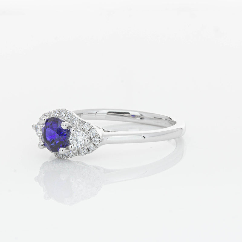 18ct White Gold Sapphire & Diamond Posie Ring-Ring-Walker & Hall