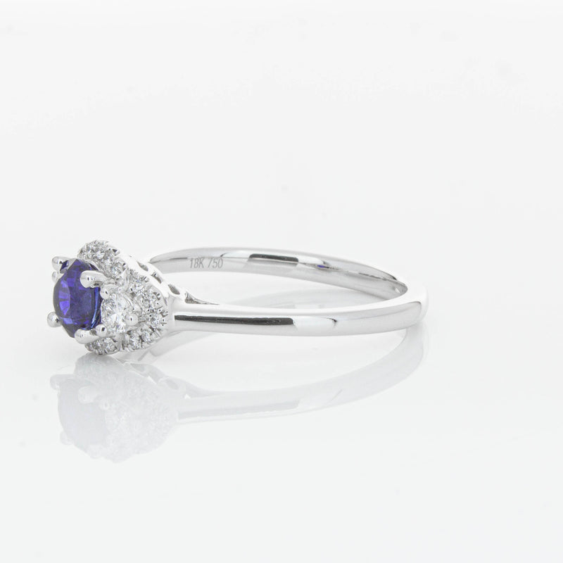 18ct White Gold Sapphire & Diamond Posie Ring-Ring-Walker & Hall