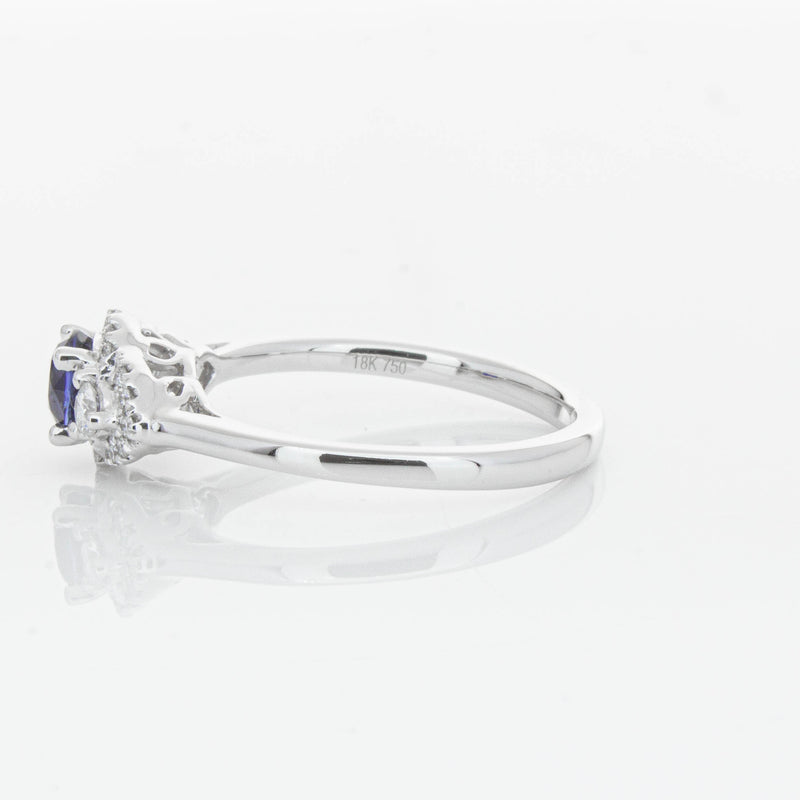 18ct White Gold Sapphire & Diamond Posie Ring-Ring-Walker & Hall