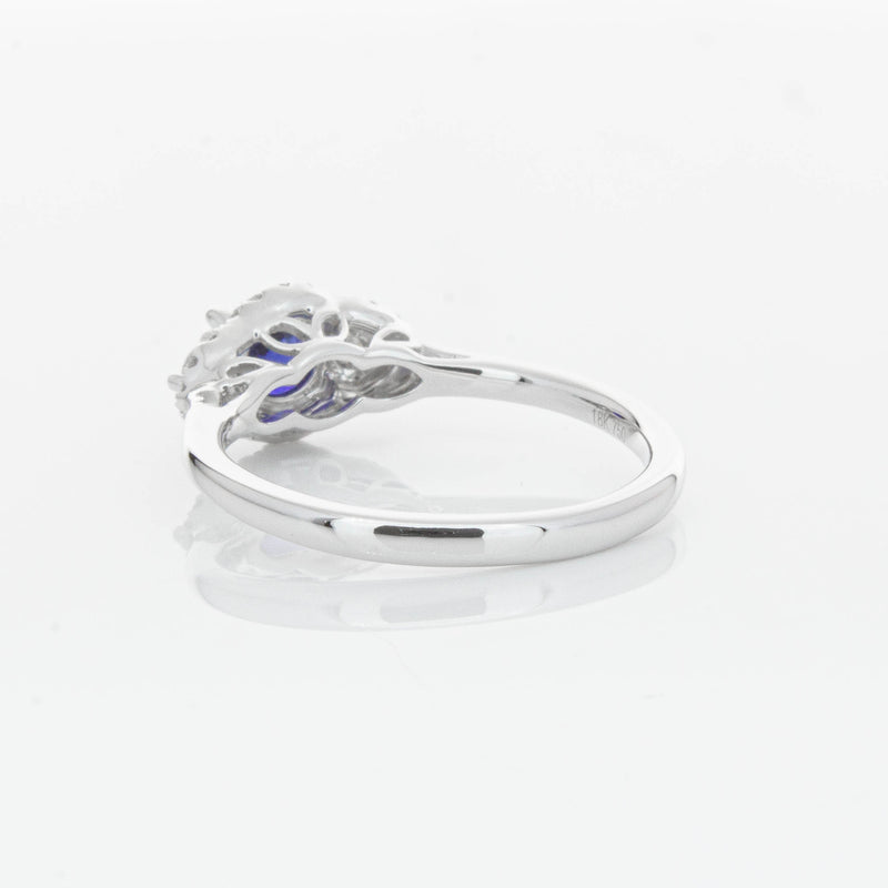 18ct White Gold Sapphire & Diamond Posie Ring-Ring-Walker & Hall