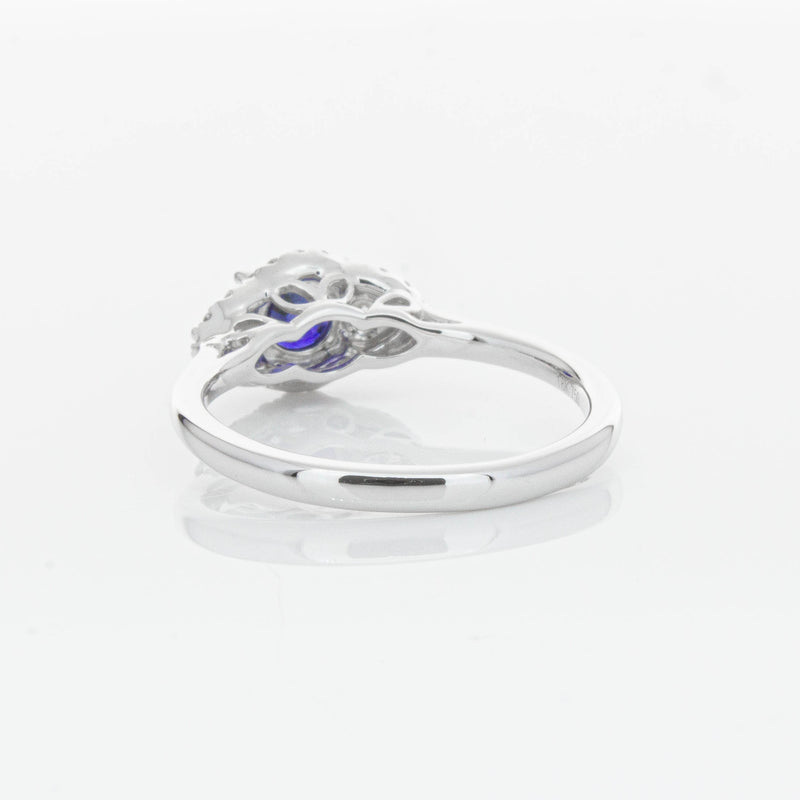 18ct White Gold Sapphire & Diamond Posie Ring-Ring-Walker & Hall