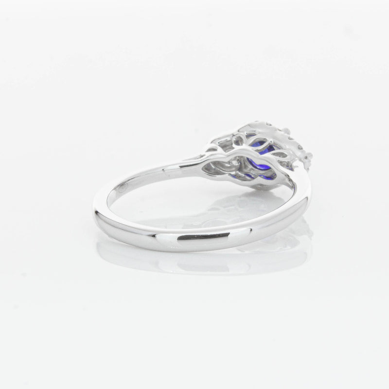 18ct White Gold Sapphire & Diamond Posie Ring-Ring-Walker & Hall