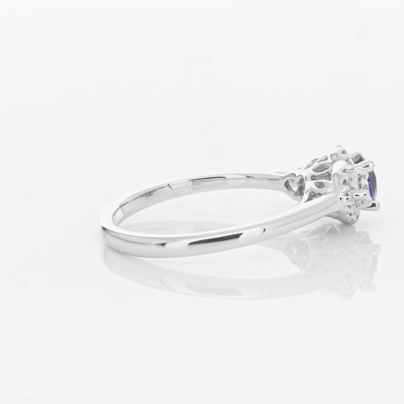 18ct White Gold Sapphire & Diamond Posie Ring-Ring-Walker & Hall