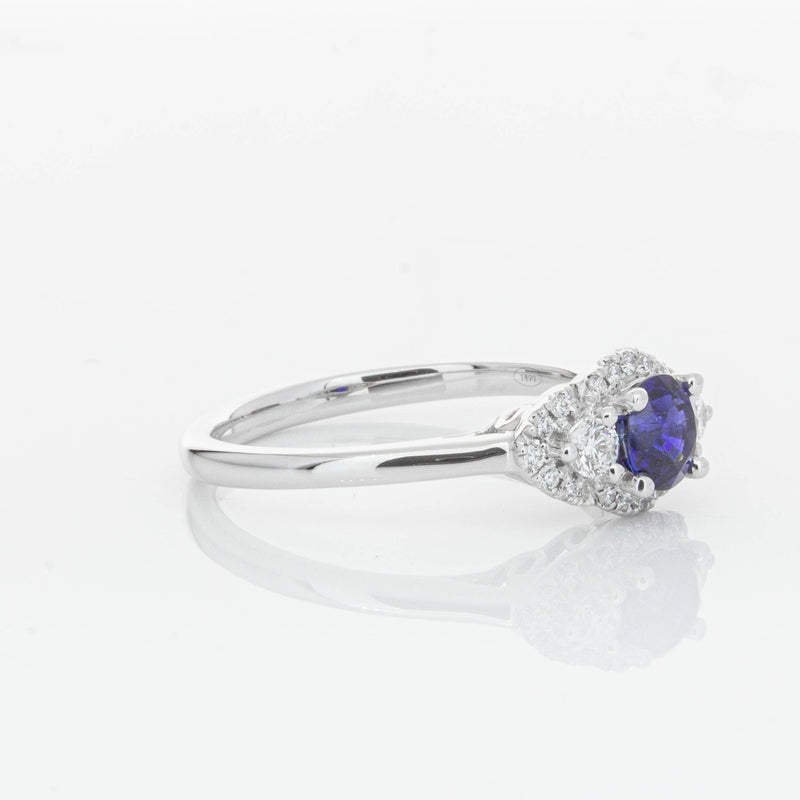18ct White Gold Sapphire & Diamond Posie Ring-Ring-Walker & Hall
