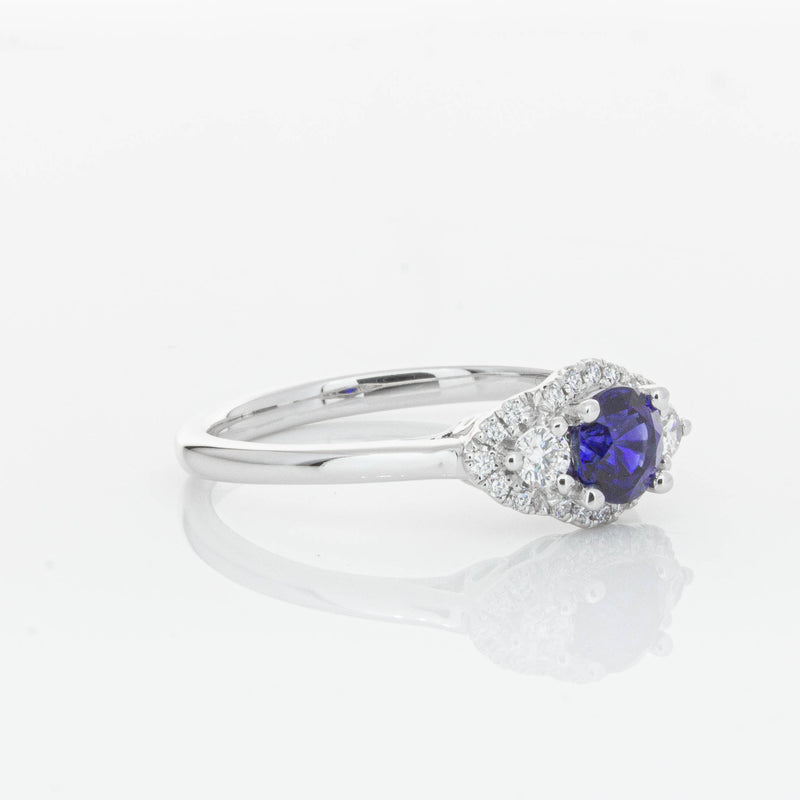 18ct White Gold Sapphire & Diamond Posie Ring-Ring-Walker & Hall