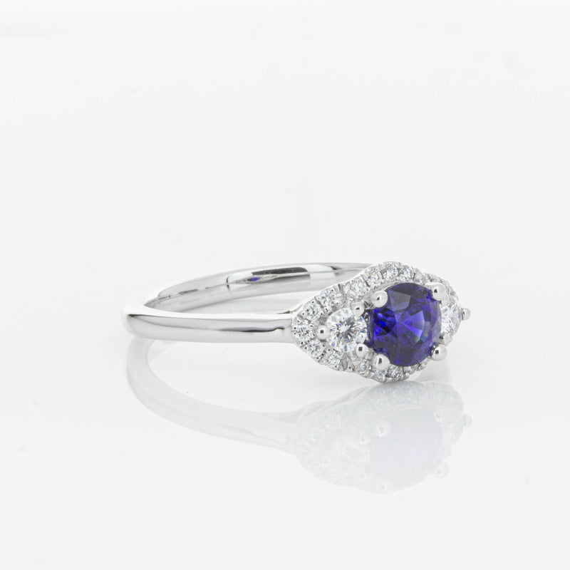 18ct White Gold Sapphire & Diamond Posie Ring-Ring-Walker & Hall