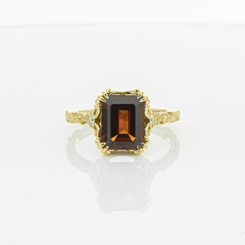 18ct Yellow Gold Garnet & Diamond Romanov Ring-Ring-Walker & Hall