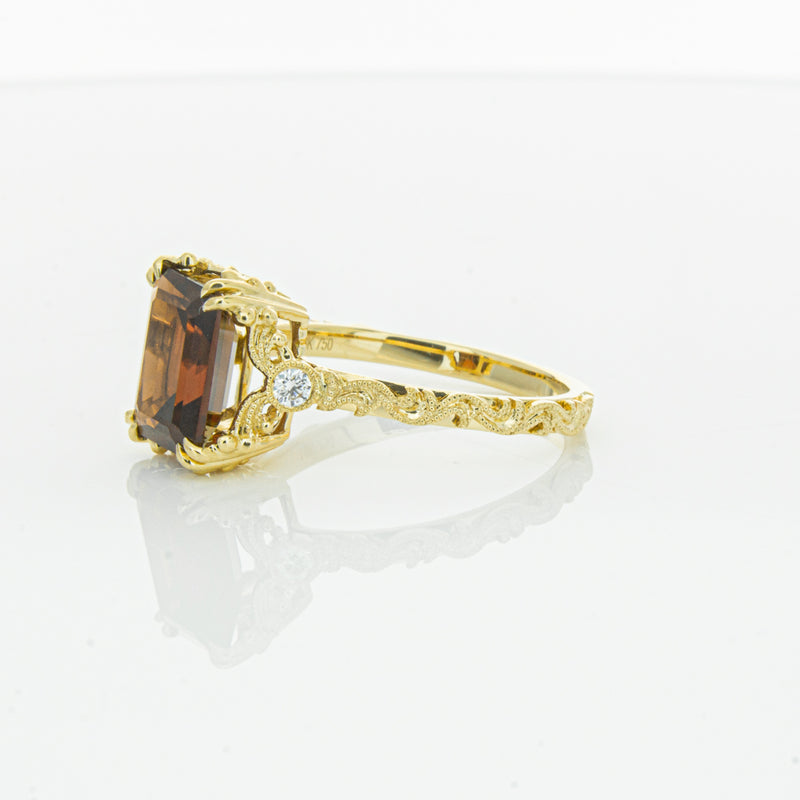 18ct Yellow Gold Garnet & Diamond Romanov Ring-Ring-Walker & Hall