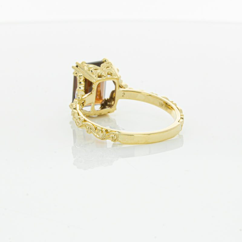 18ct Yellow Gold Garnet & Diamond Romanov Ring-Ring-Walker & Hall