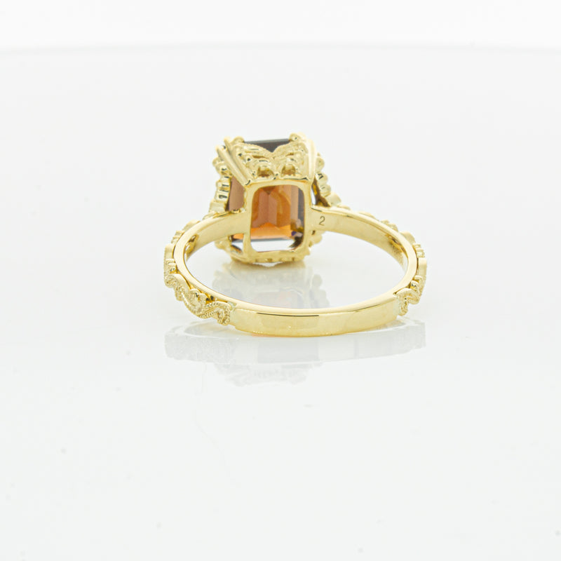 18ct Yellow Gold Garnet & Diamond Romanov Ring-Ring-Walker & Hall