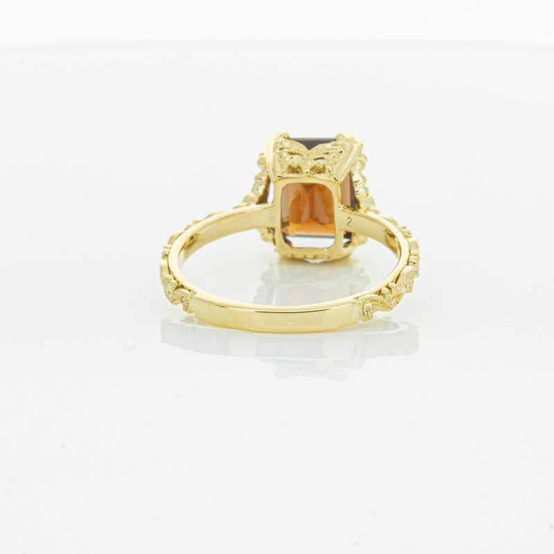 18ct Yellow Gold Garnet & Diamond Romanov Ring-Ring-Walker & Hall