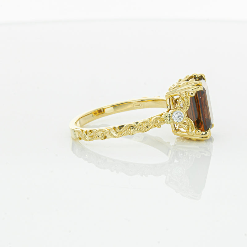 18ct Yellow Gold Garnet & Diamond Romanov Ring-Ring-Walker & Hall