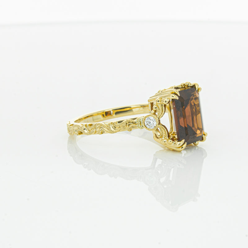 18ct Yellow Gold Garnet & Diamond Romanov Ring-Ring-Walker & Hall