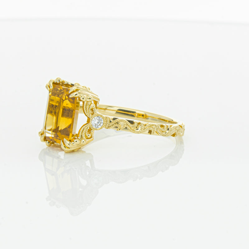 18ct Yellow Gold Citrine & Diamond Romanov Ring-Ring-Walker & Hall