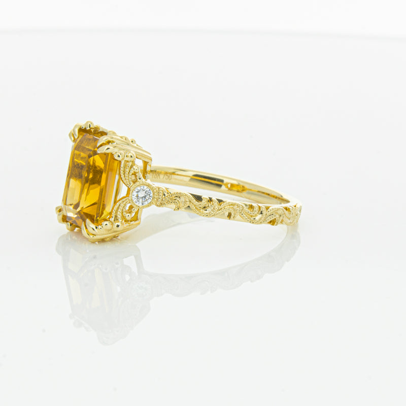 18ct Yellow Gold Citrine & Diamond Romanov Ring-Ring-Walker & Hall