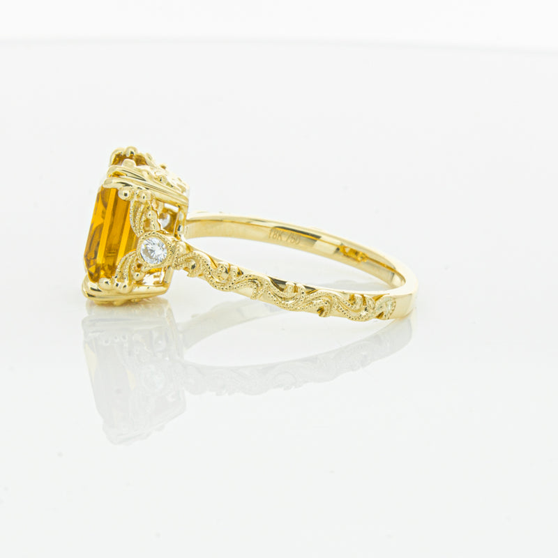 18ct Yellow Gold Citrine & Diamond Romanov Ring-Ring-Walker & Hall