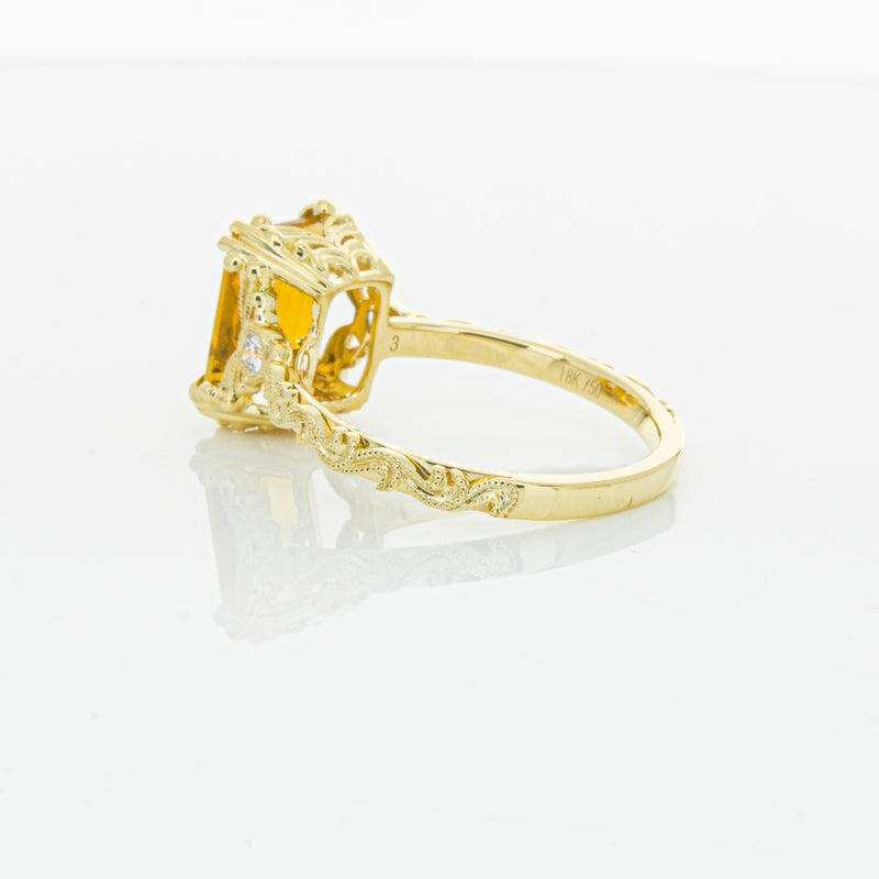 18ct Yellow Gold Citrine & Diamond Romanov Ring-Ring-Walker & Hall