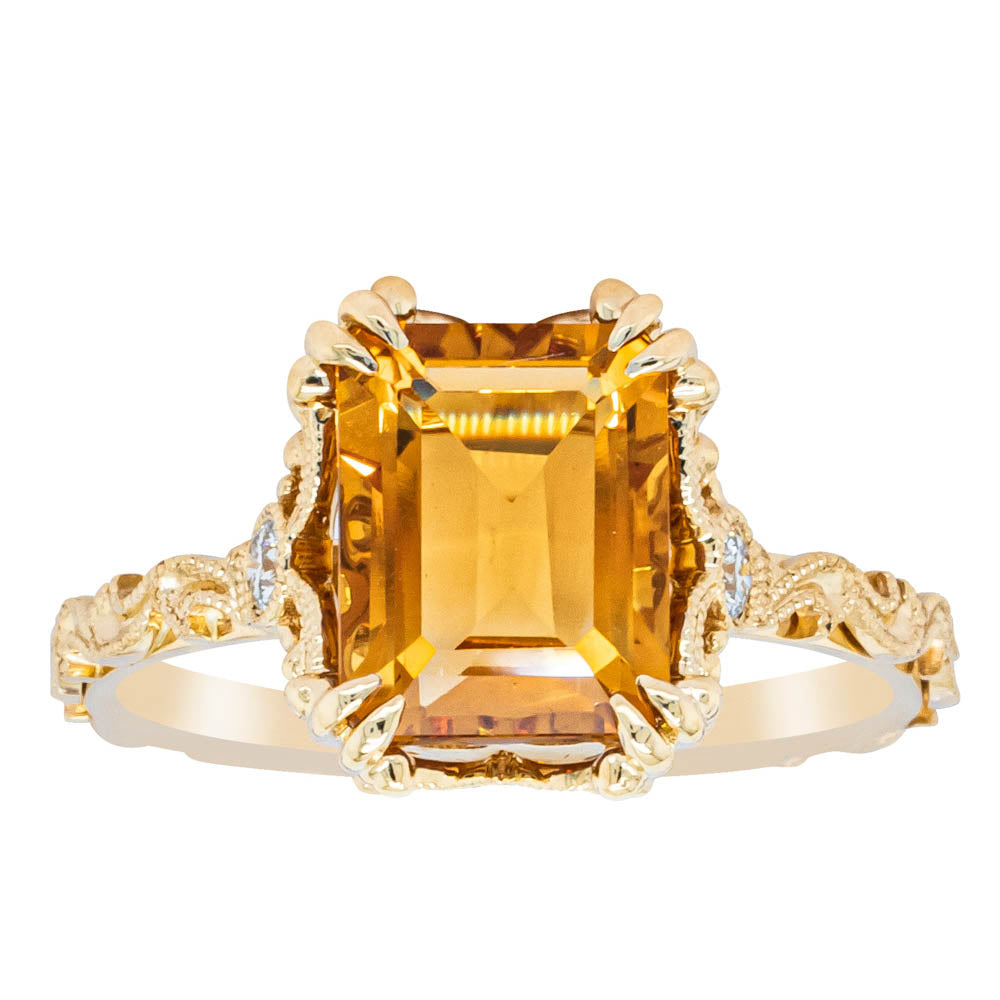 18ct Yellow Gold Citrine & Diamond Romanov Ring - Walker & Hall