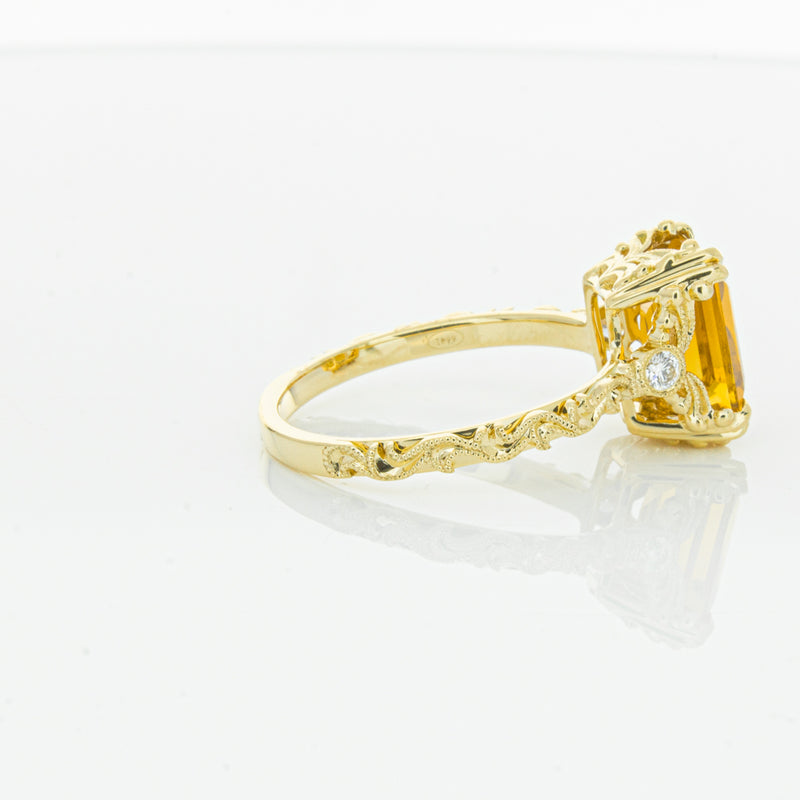18ct Yellow Gold Citrine & Diamond Romanov Ring-Ring-Walker & Hall