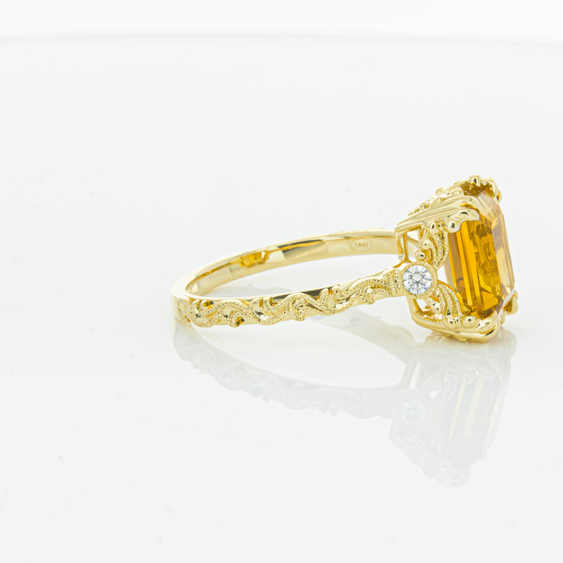 18ct Yellow Gold Citrine & Diamond Romanov Ring-Ring-Walker & Hall