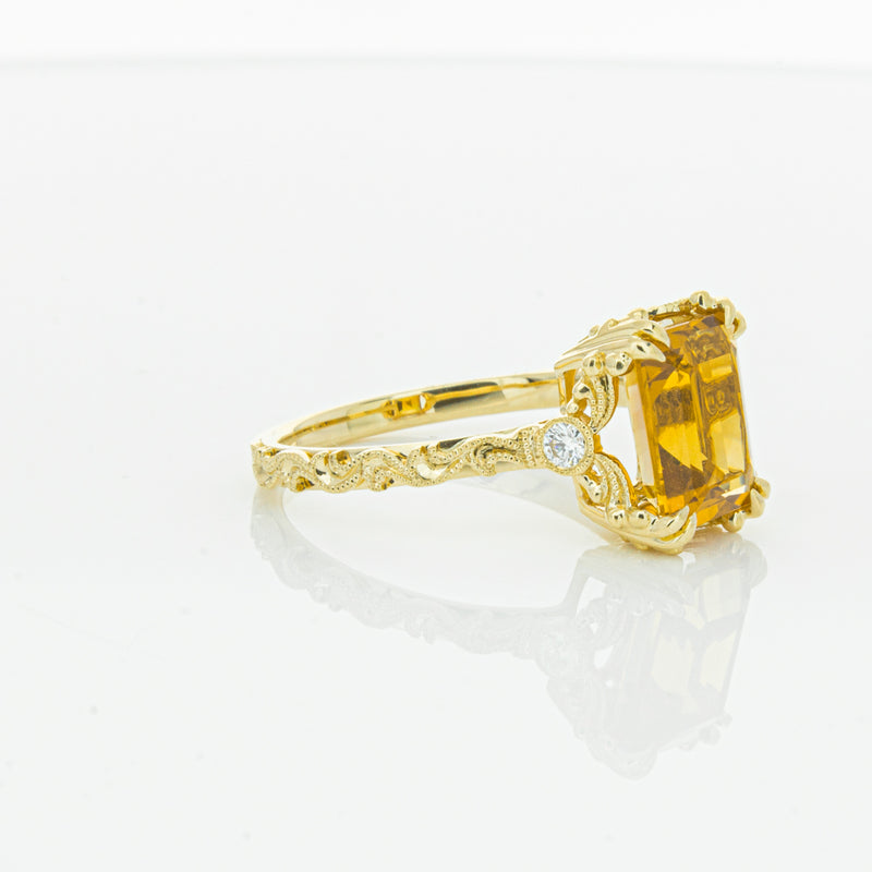 18ct Yellow Gold Citrine & Diamond Romanov Ring-Ring-Walker & Hall