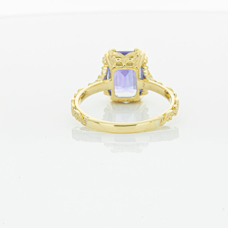 18ct Yellow Gold Tanzanite & Diamond Romanov Ring-Ring-Walker & Hall