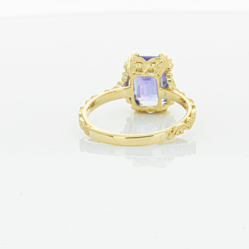 18ct Yellow Gold Tanzanite & Diamond Romanov Ring-Ring-Walker & Hall