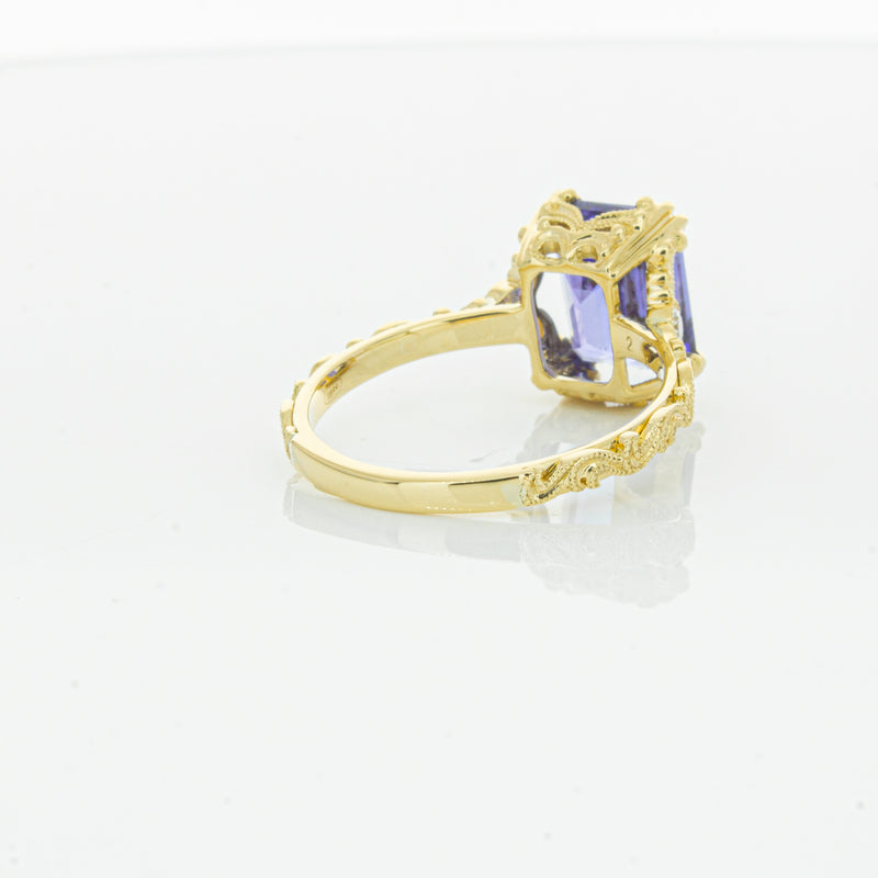 18ct Yellow Gold Tanzanite & Diamond Romanov Ring-Ring-Walker & Hall