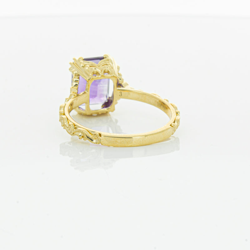 18ct Yellow Gold Amethyst & Diamond Romanov Ring-Ring-Walker & Hall