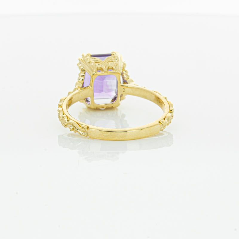 18ct Yellow Gold Amethyst & Diamond Romanov Ring-Ring-Walker & Hall