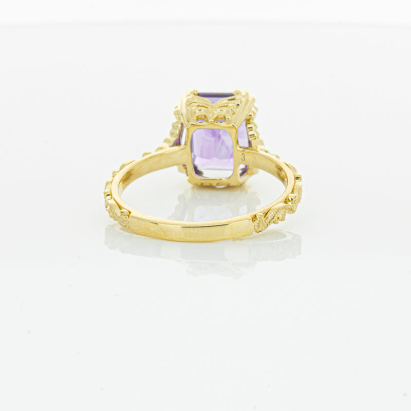 18ct Yellow Gold Amethyst & Diamond Romanov Ring-Ring-Walker & Hall