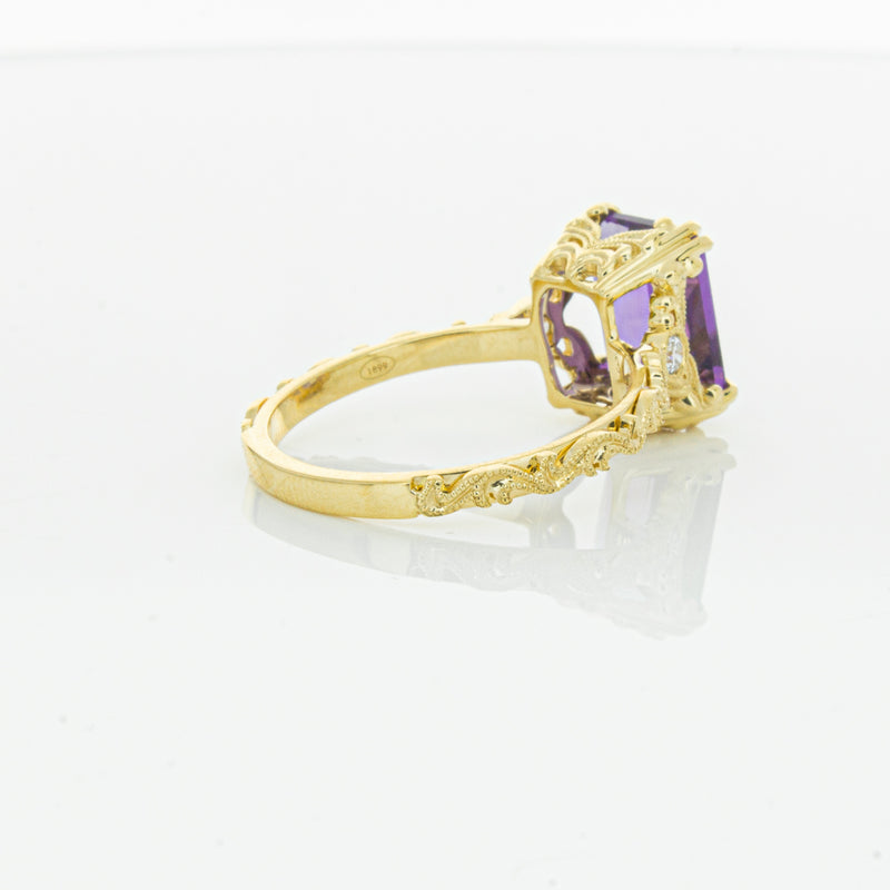 18ct Yellow Gold Amethyst & Diamond Romanov Ring-Ring-Walker & Hall