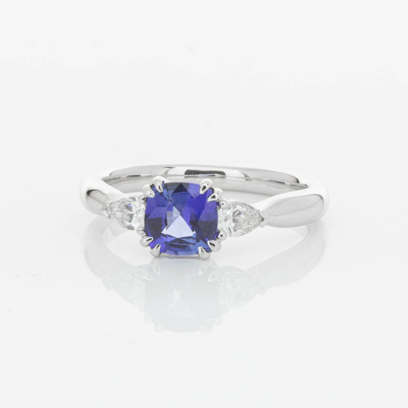 18ct White Gold 1.03ct Cushion Sapphire & Diamond Ayla Ring-Ring-Walker & Hall