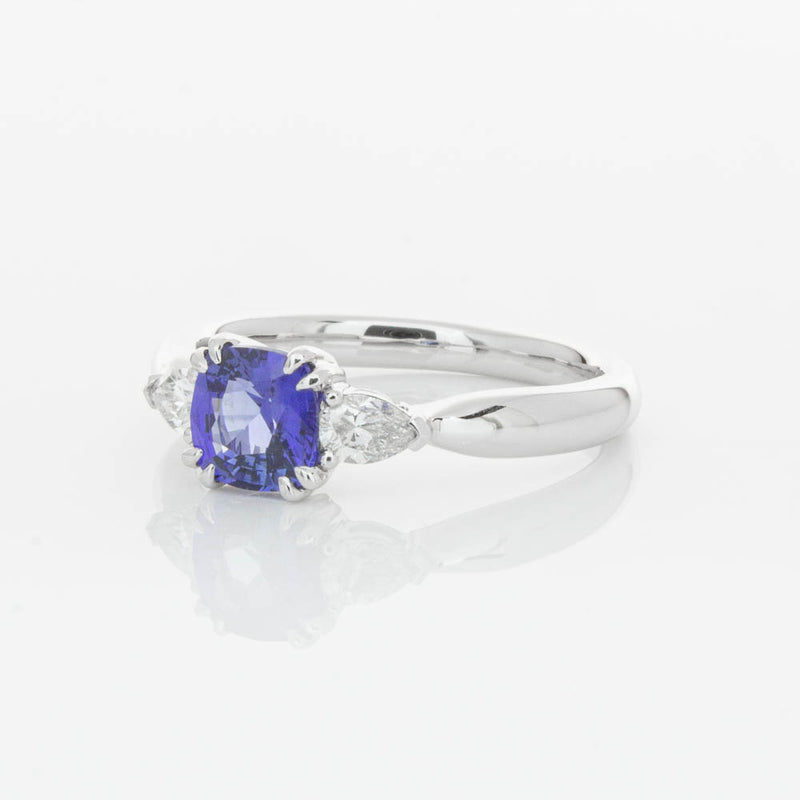 18ct White Gold 1.03ct Cushion Sapphire & Diamond Ayla Ring-Ring-Walker & Hall