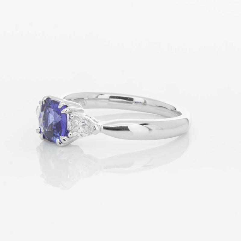 18ct White Gold 1.03ct Cushion Sapphire & Diamond Ayla Ring-Ring-Walker & Hall