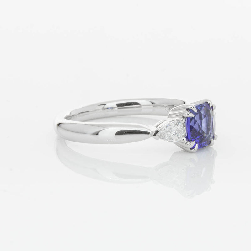 18ct White Gold 1.03ct Cushion Sapphire & Diamond Ayla Ring-Ring-Walker & Hall