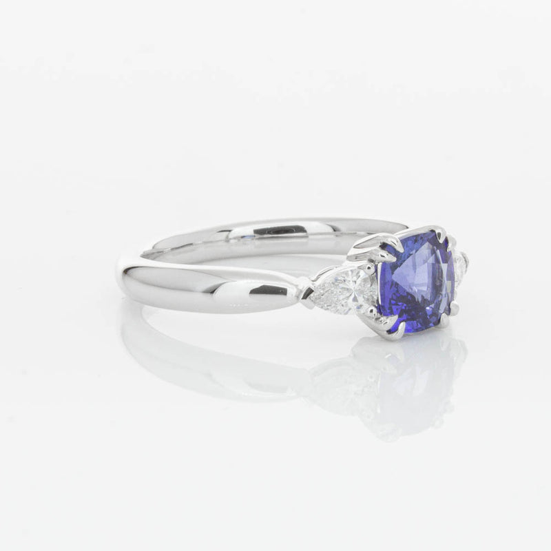 18ct White Gold 1.03ct Cushion Sapphire & Diamond Ayla Ring-Ring-Walker & Hall