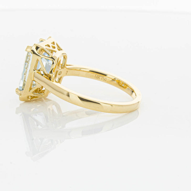 18ct Yellow Gold 3.16ct Aquamarine & Diamond Empire Ring-Ring-Walker & Hall