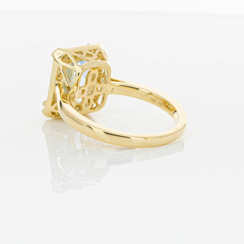 18ct Yellow Gold 3.16ct Aquamarine & Diamond Empire Ring-Ring-Walker & Hall