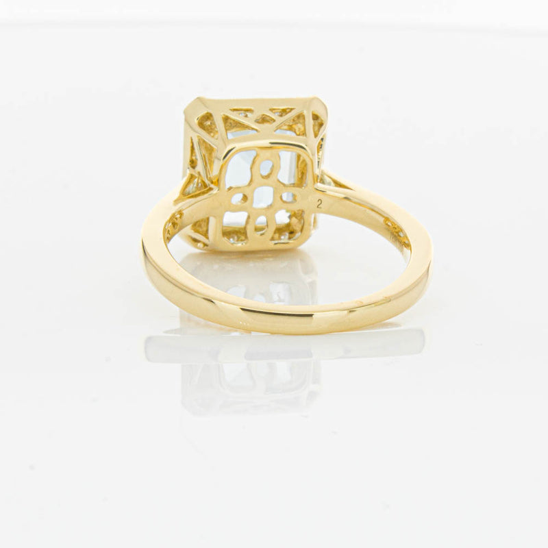 18ct Yellow Gold 3.16ct Aquamarine & Diamond Empire Ring-Ring-Walker & Hall