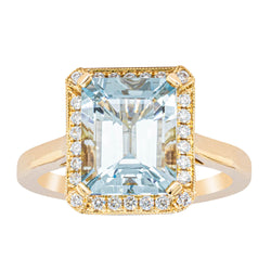 18ct Yellow Gold 3.16ct Aquamarine & Diamond Empire Ring - Ring - Walker & Hall
