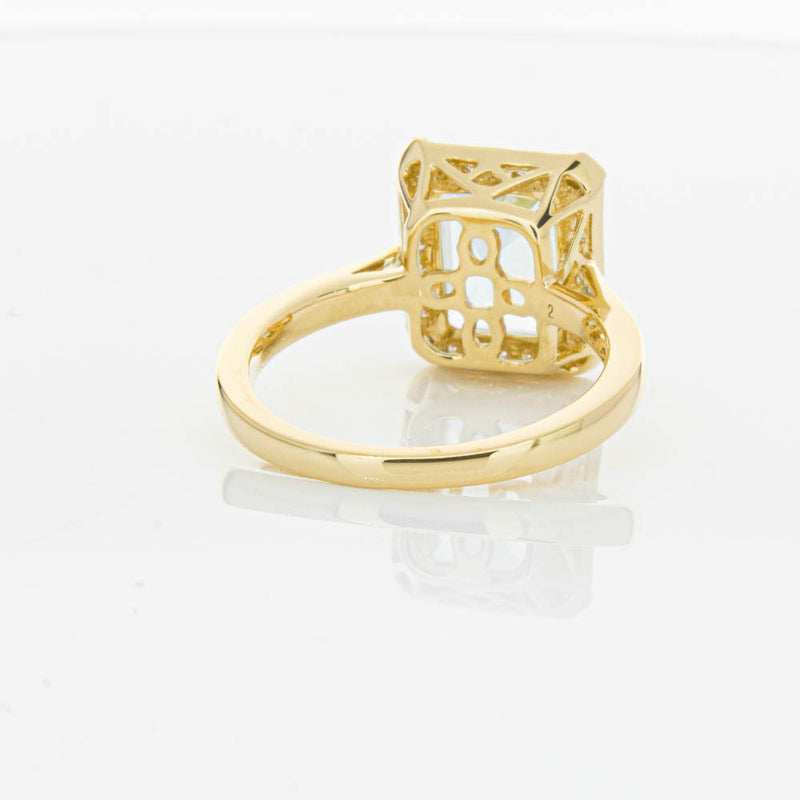 18ct Yellow Gold 3.16ct Aquamarine & Diamond Empire Ring-Ring-Walker & Hall