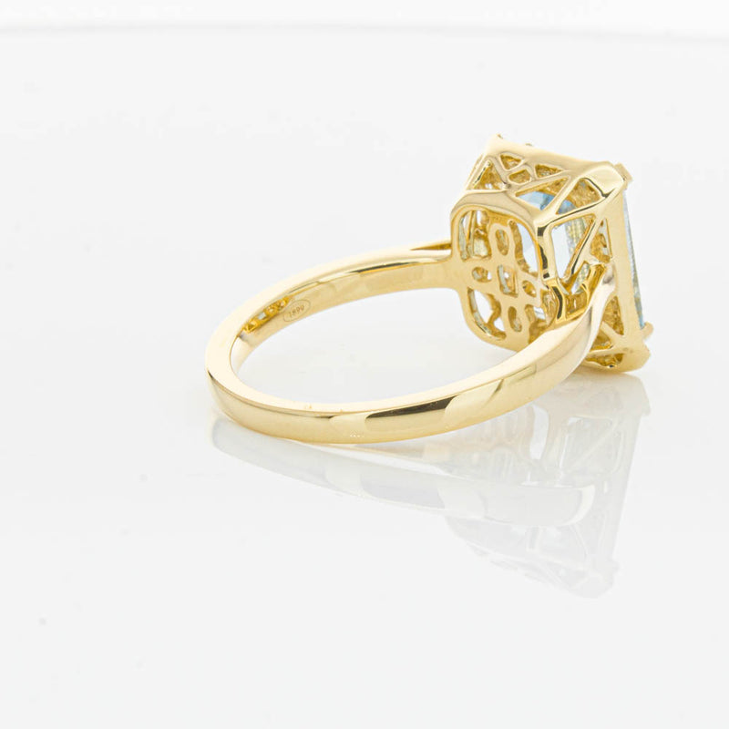 18ct Yellow Gold 3.16ct Aquamarine & Diamond Empire Ring-Ring-Walker & Hall