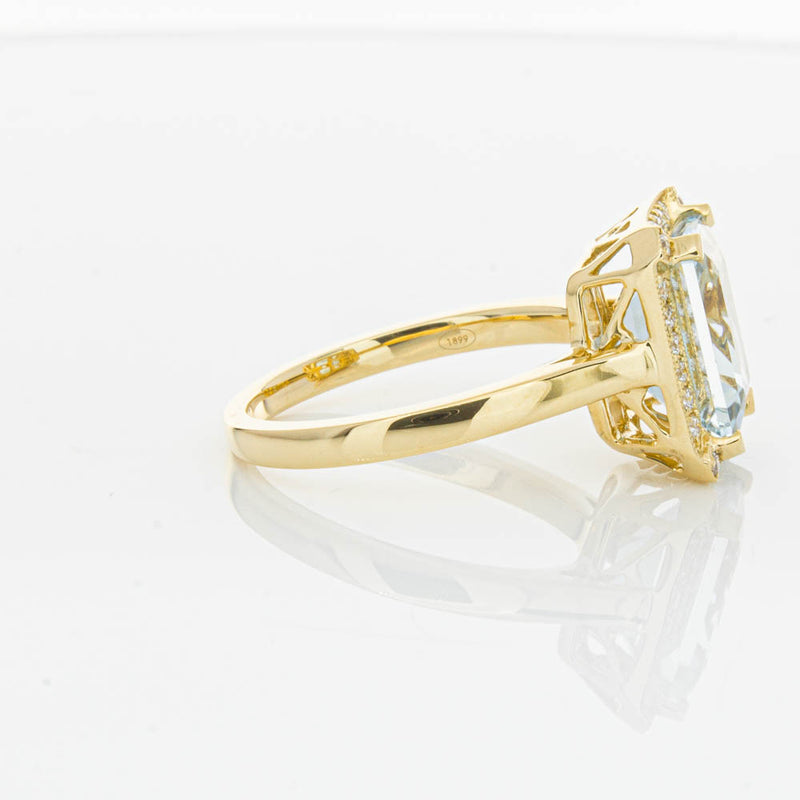 18ct Yellow Gold 3.16ct Aquamarine & Diamond Empire Ring-Ring-Walker & Hall