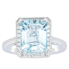 18ct White Gold 2.84ct Aquamarine & Diamond Empire Ring - Ring - Walker & Hall