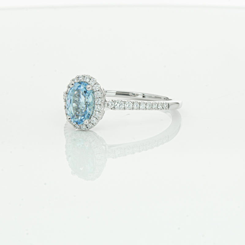 18ct White Gold Aquamarine & Diamond Mini Sierra Ring-Ring-Walker & Hall