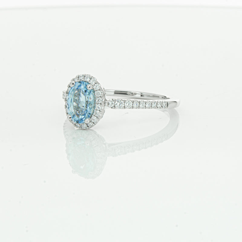 18ct White Gold Aquamarine & Diamond Mini Sierra Ring-Ring-Walker & Hall