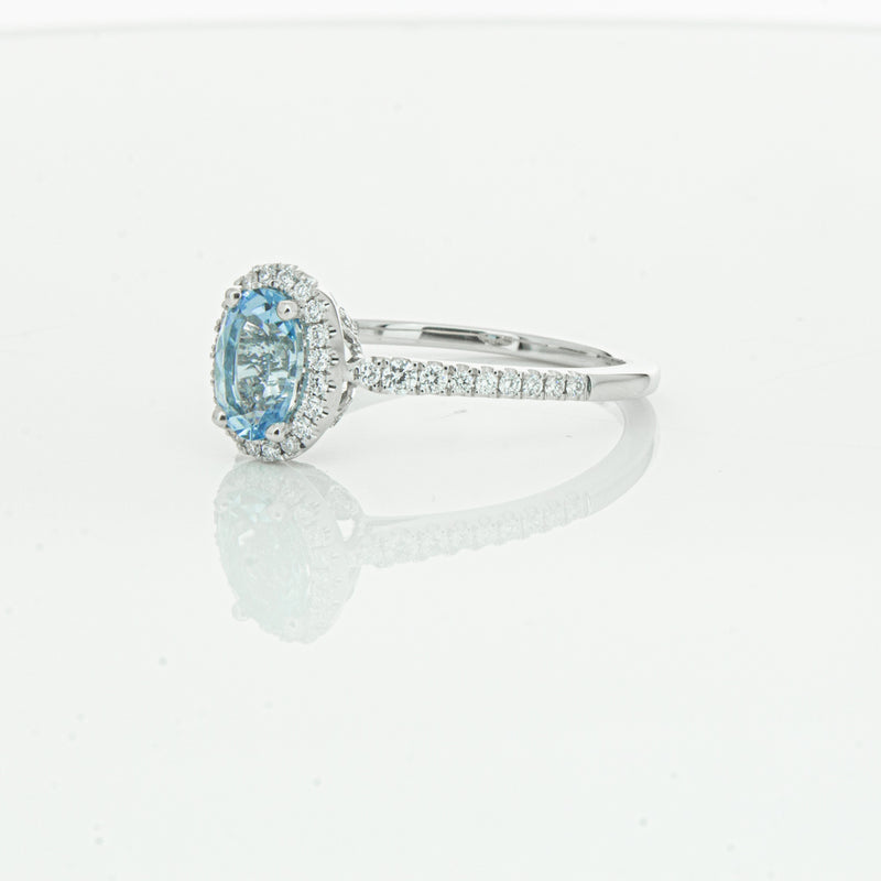 18ct White Gold Aquamarine & Diamond Mini Sierra Ring-Ring-Walker & Hall