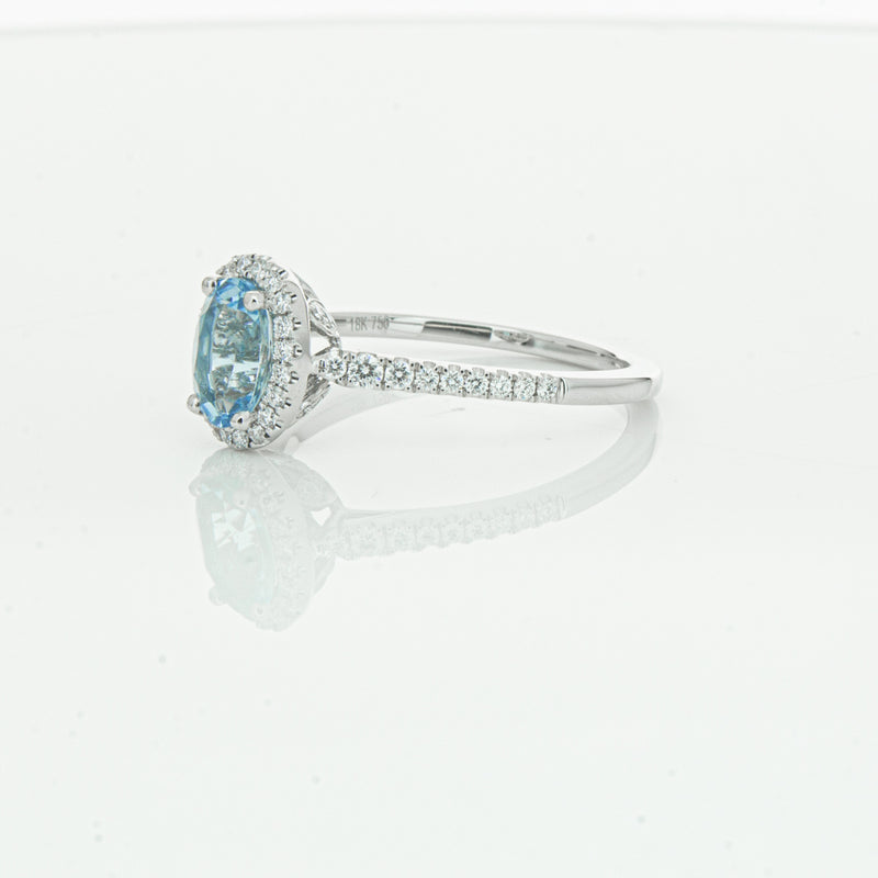 18ct White Gold Aquamarine & Diamond Mini Sierra Ring-Ring-Walker & Hall
