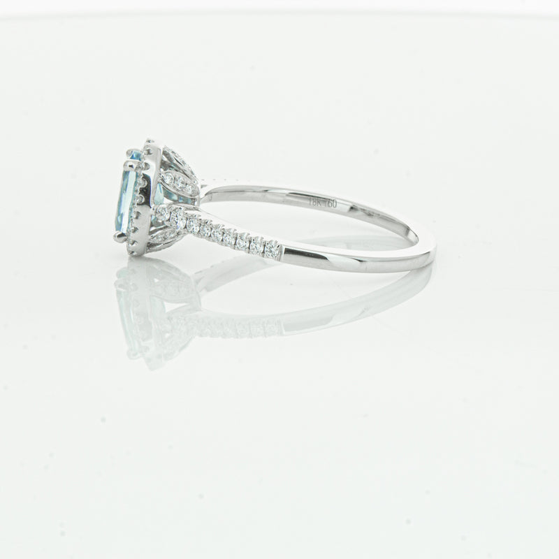 18ct White Gold Aquamarine & Diamond Mini Sierra Ring-Ring-Walker & Hall